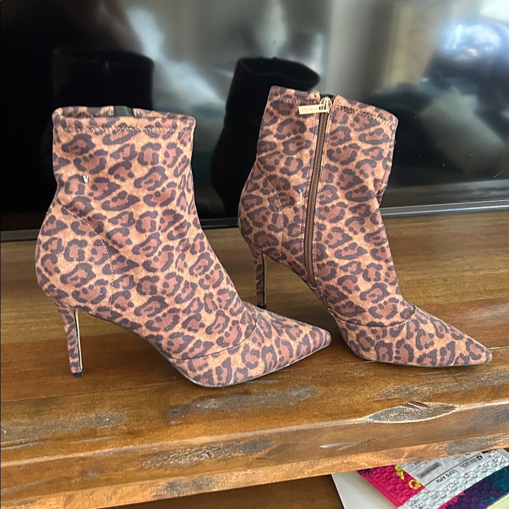 Jessica Simpson Leopard Print Heeled Boots